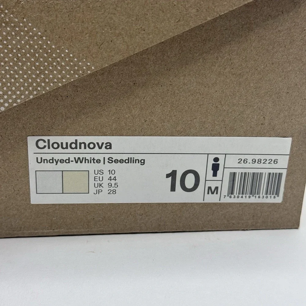 On Cloudnova Undyed White Seedling Men’s Size 10 Shoes 26.98226 New w/ Box